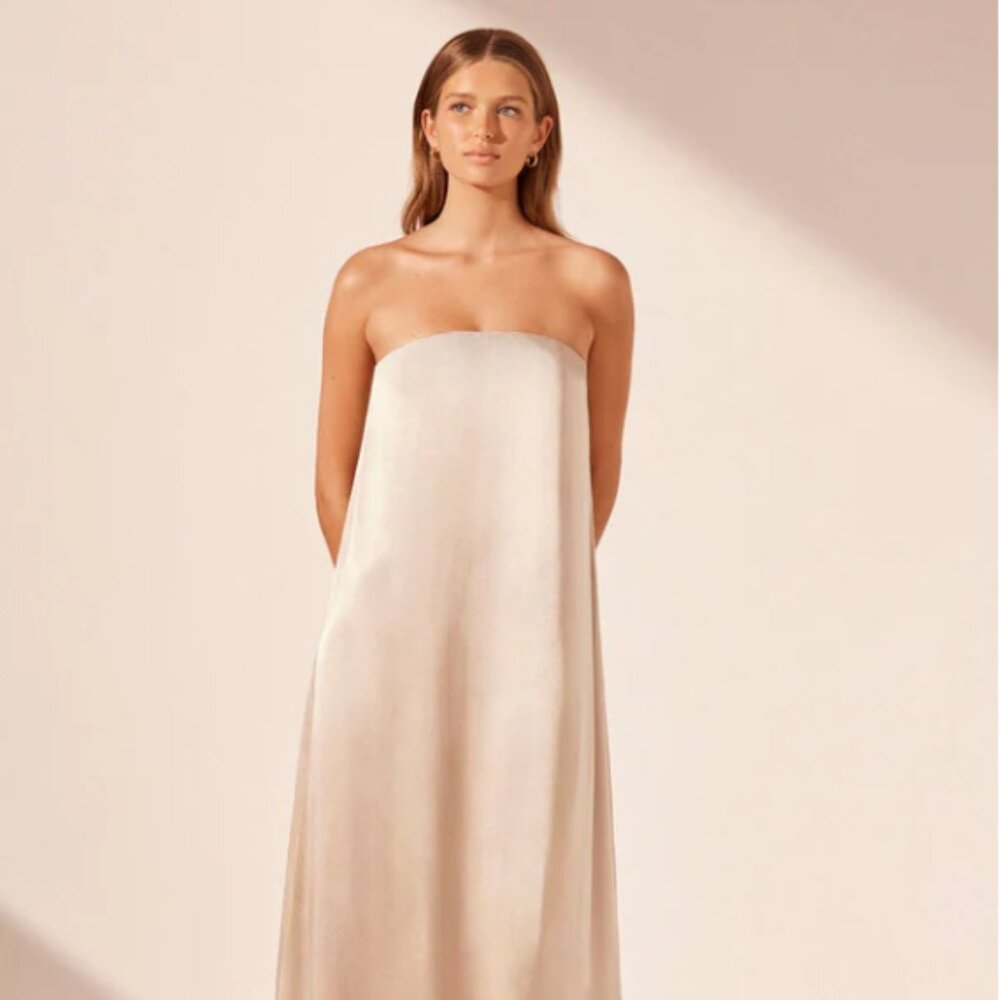 Shona Joy La Lune Strapless Column Maxi Dress - Gold